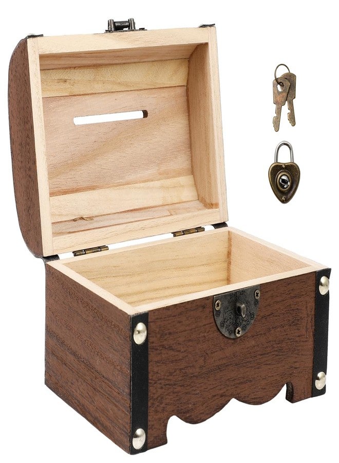 WRITWAA Retro Treasure Chest with Lock Light Brown Plastic Organizer Box for Coins Jewelry and Keepsakes Vintage Storage Chest with Heart-Shaped Lock - Image 1